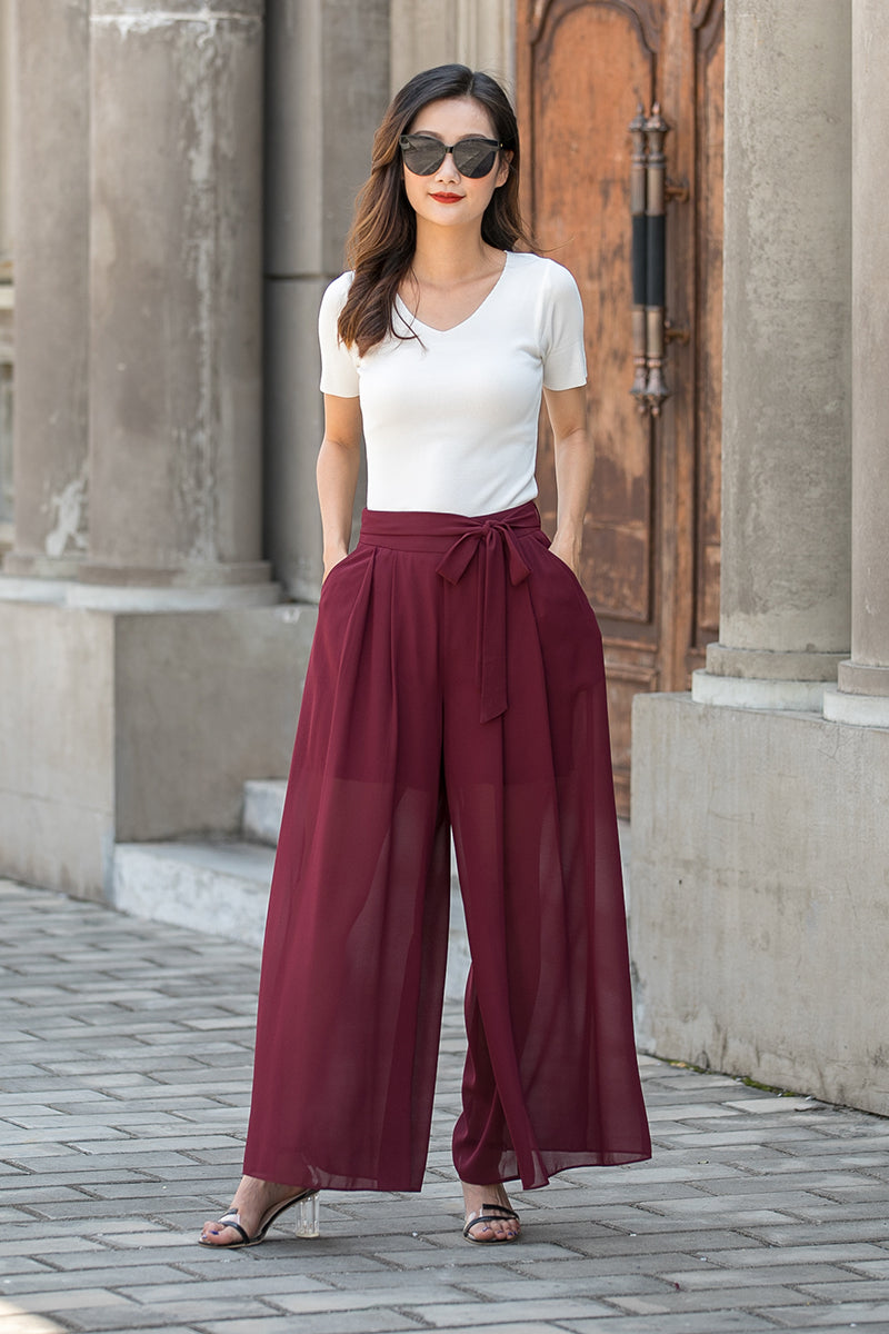 Deep Red Pleated Pants By Estonished | ESTFABPP-1750 | Cilory.com